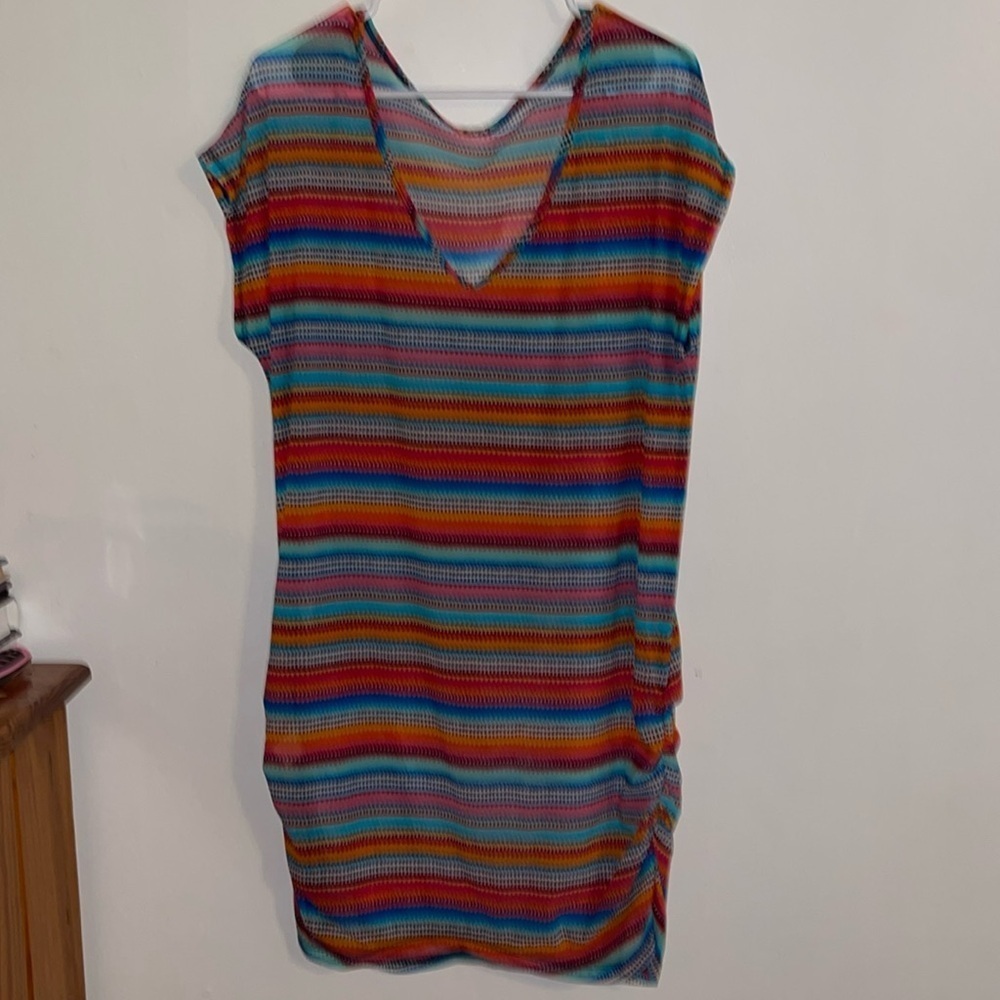 🌺ANNE COLE RUNCHED SIDES SWIM COVERUP - Picture 2 of 4